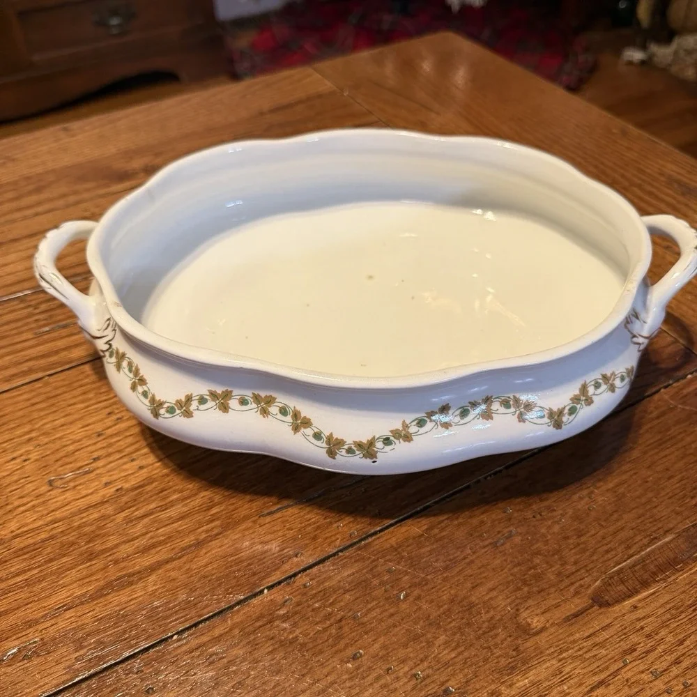 Vintage J&G Meakin Hanley England Covered Serving Dish With Gold Gilt & Floral D